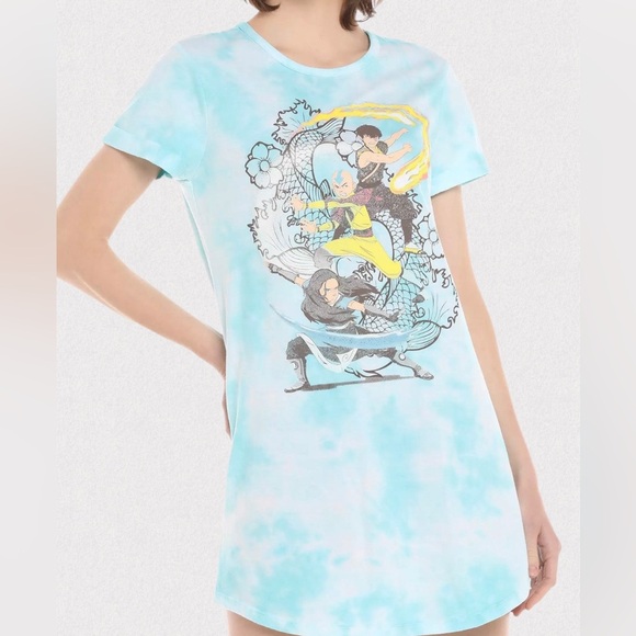 Hot Topic Dresses & Skirts - Hot Topic The Last Airbender Group Tie-Dye T-Shirt Dress, Junior Size Large